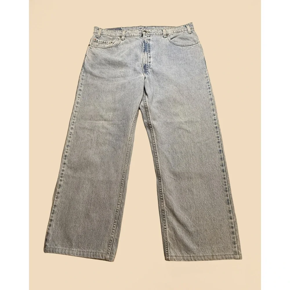 Vintage Levi's 505 Jeans W40 Hemmed Straight Leg Light Wash 90s Classic Denim